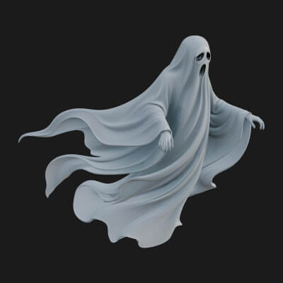 Floating Ghost Statue Design 3 3D Print Model
