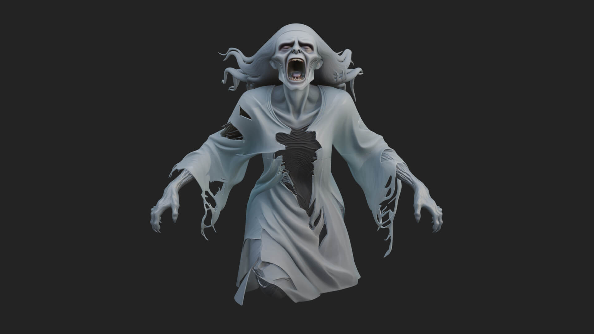 Floating Ghost Statue Design 4 3D Print Model 3D Model