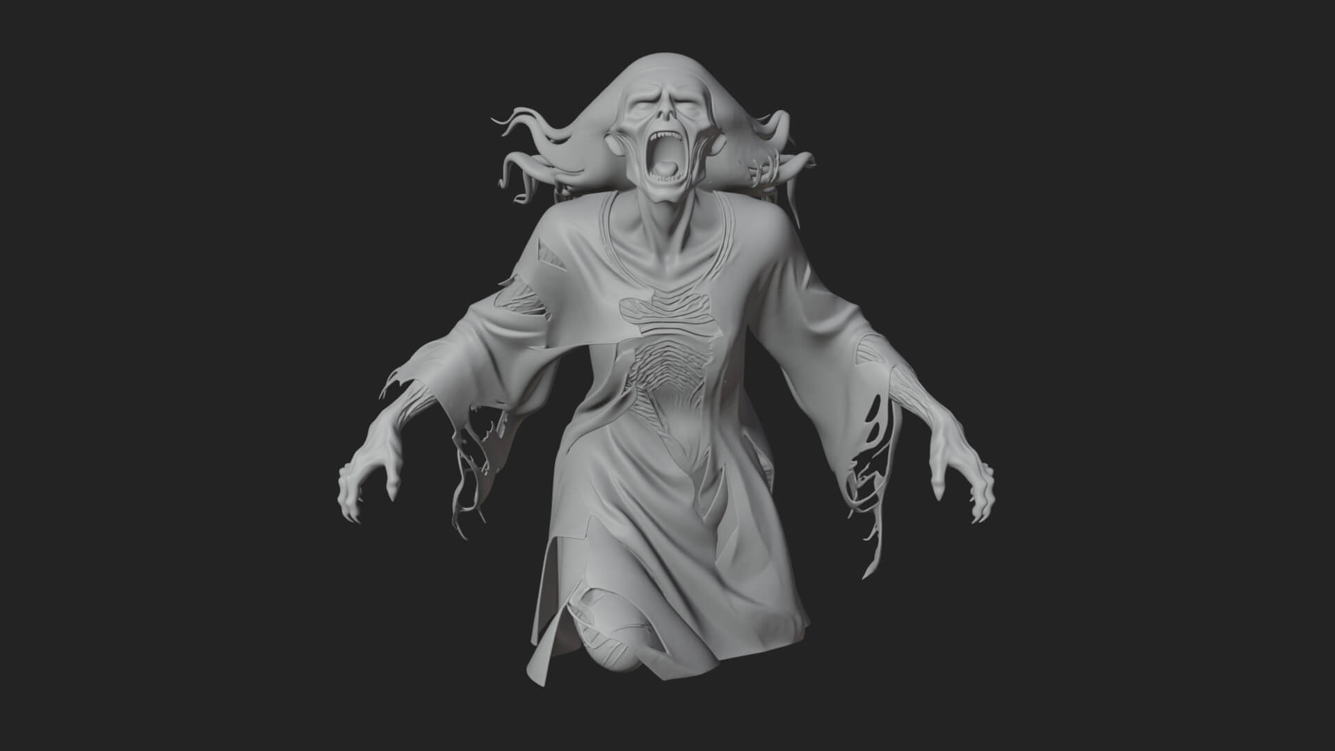 Floating Ghost Statue Design 4 3D Print Model 3D Model