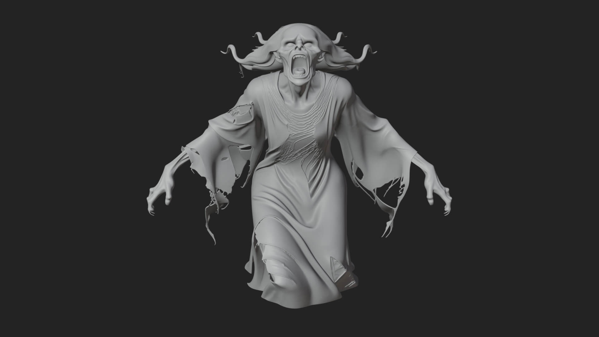 Floating Ghost Statue Design 5 3D Print Model 3D Model
