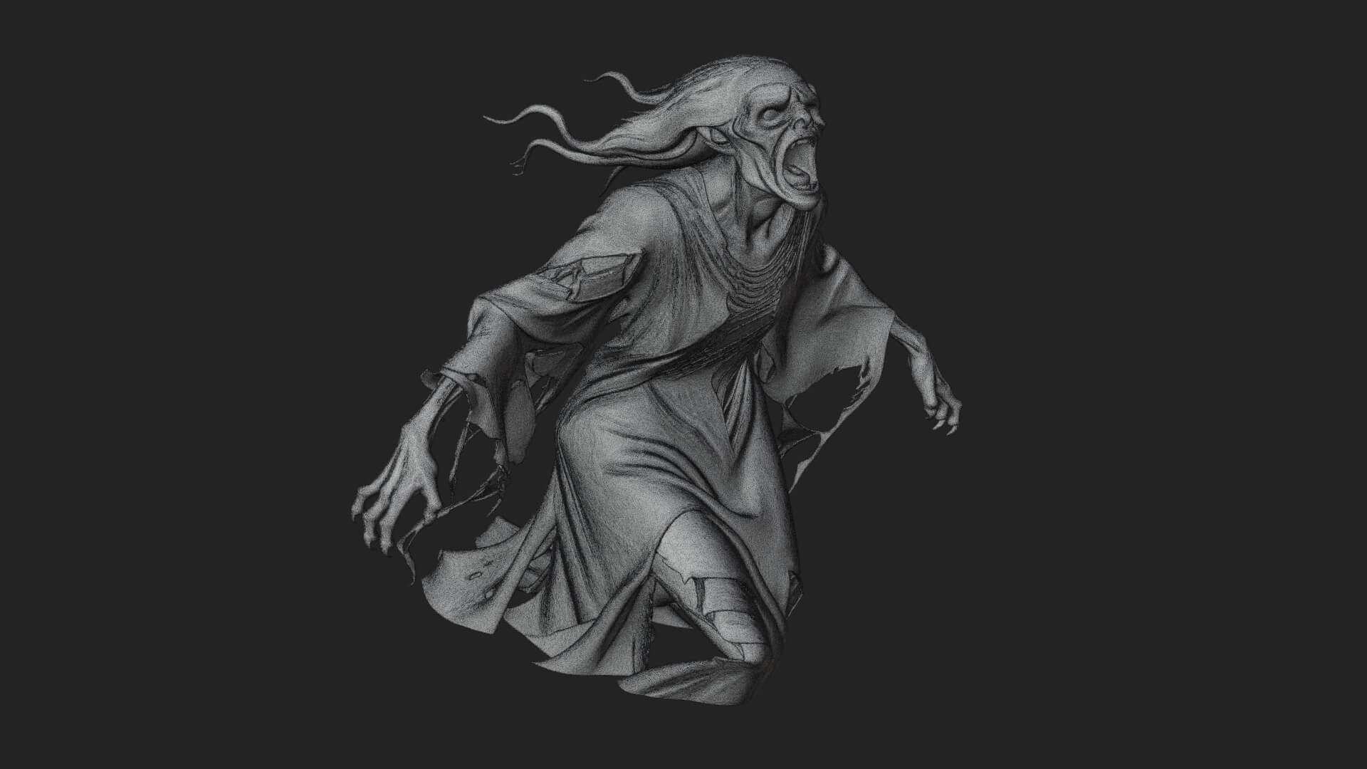 Floating Ghost Statue Design 5 3D Print Model 3D Model