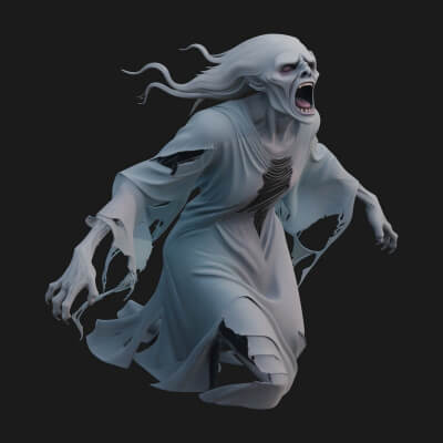 Floating Ghost Statue Design 5 3D Print Model