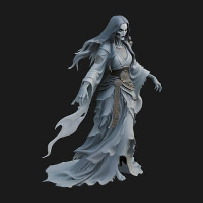 Floating Ghost Statue Design 6 3D Print Model