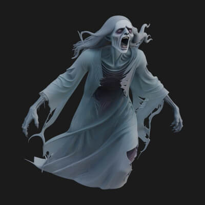 Floating Ghost Statue Design 7 3D Print Model