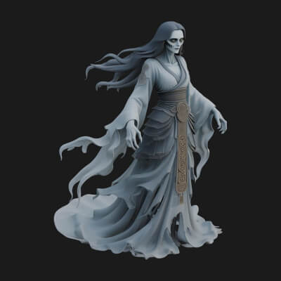 Floating Ghost Statue Design 8 3D Print Model
