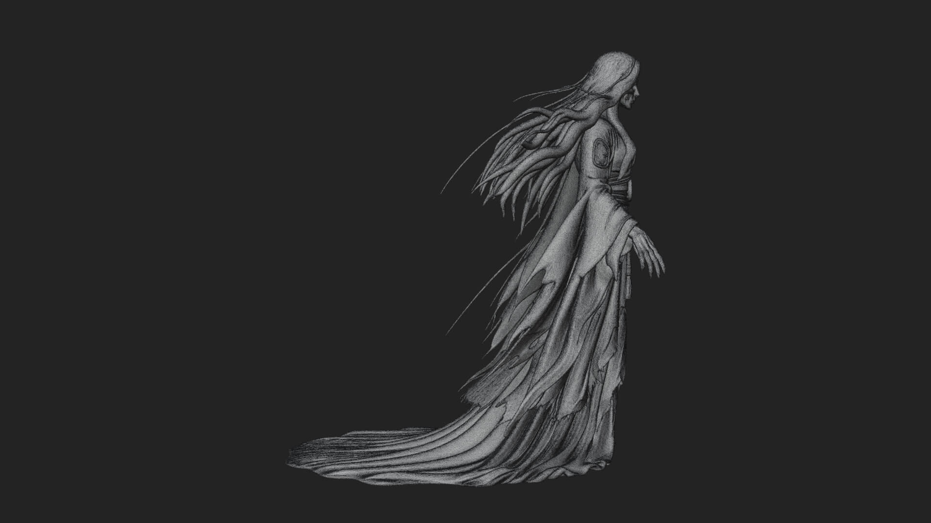 Floating Ghost Statue Design 9 3D Print Model 3D Model