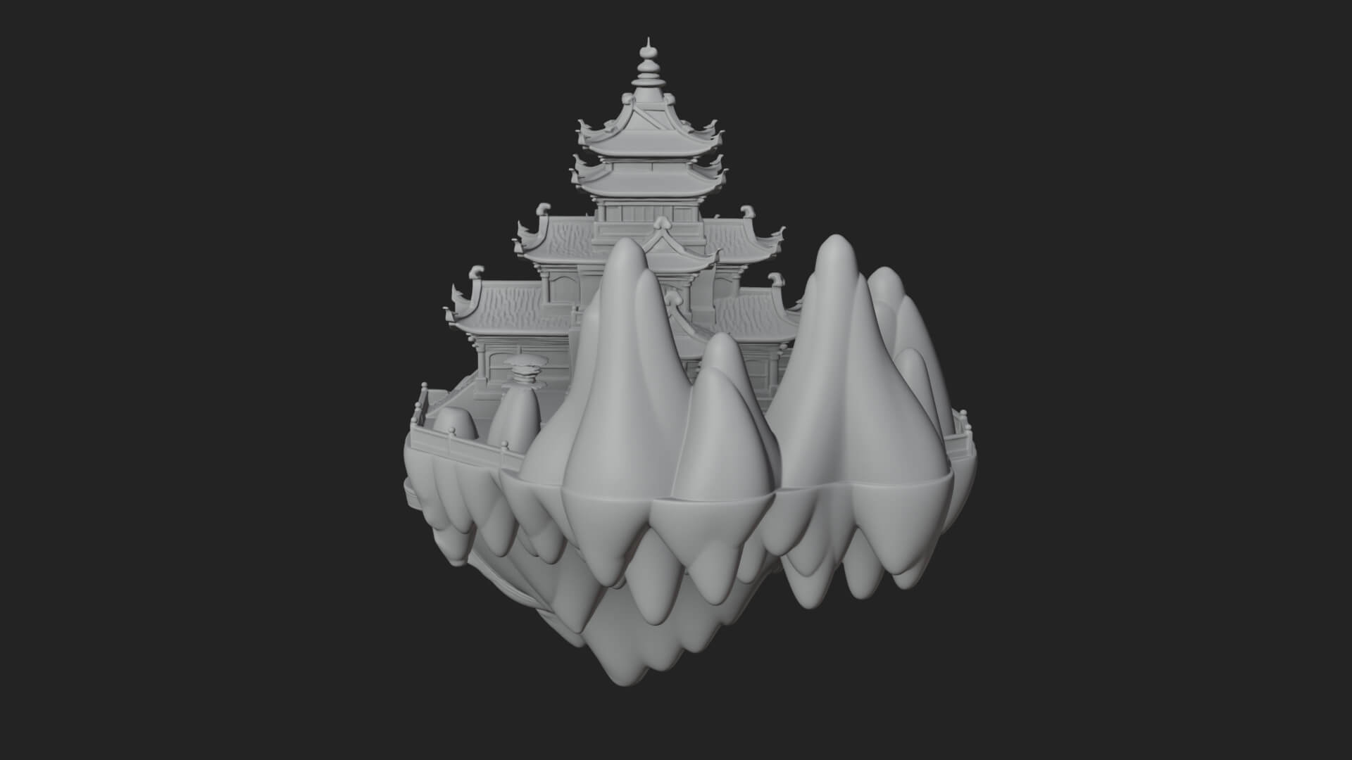 Floating Isle Pagoda Tower Design 1 3D Print Model 3D Model
