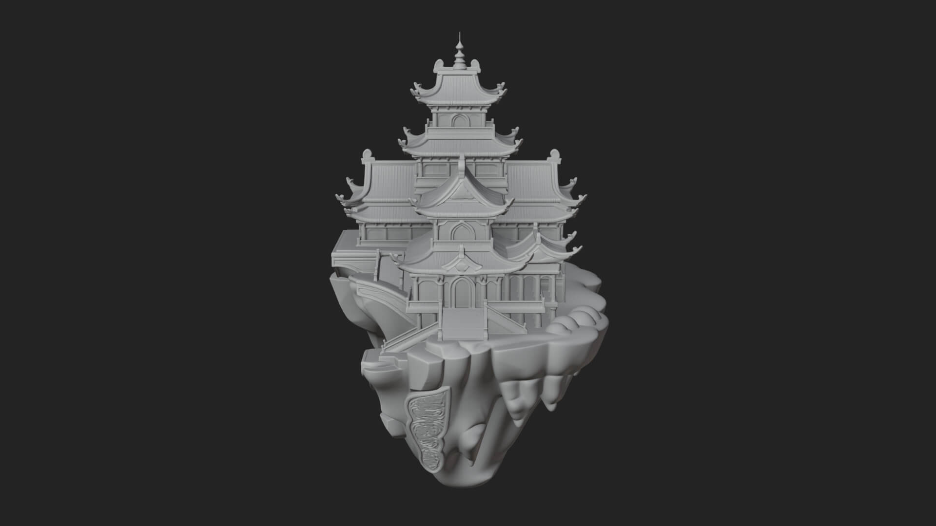 Floating Isle Pagoda Tower Design 2 3D Print Model 3D Model
