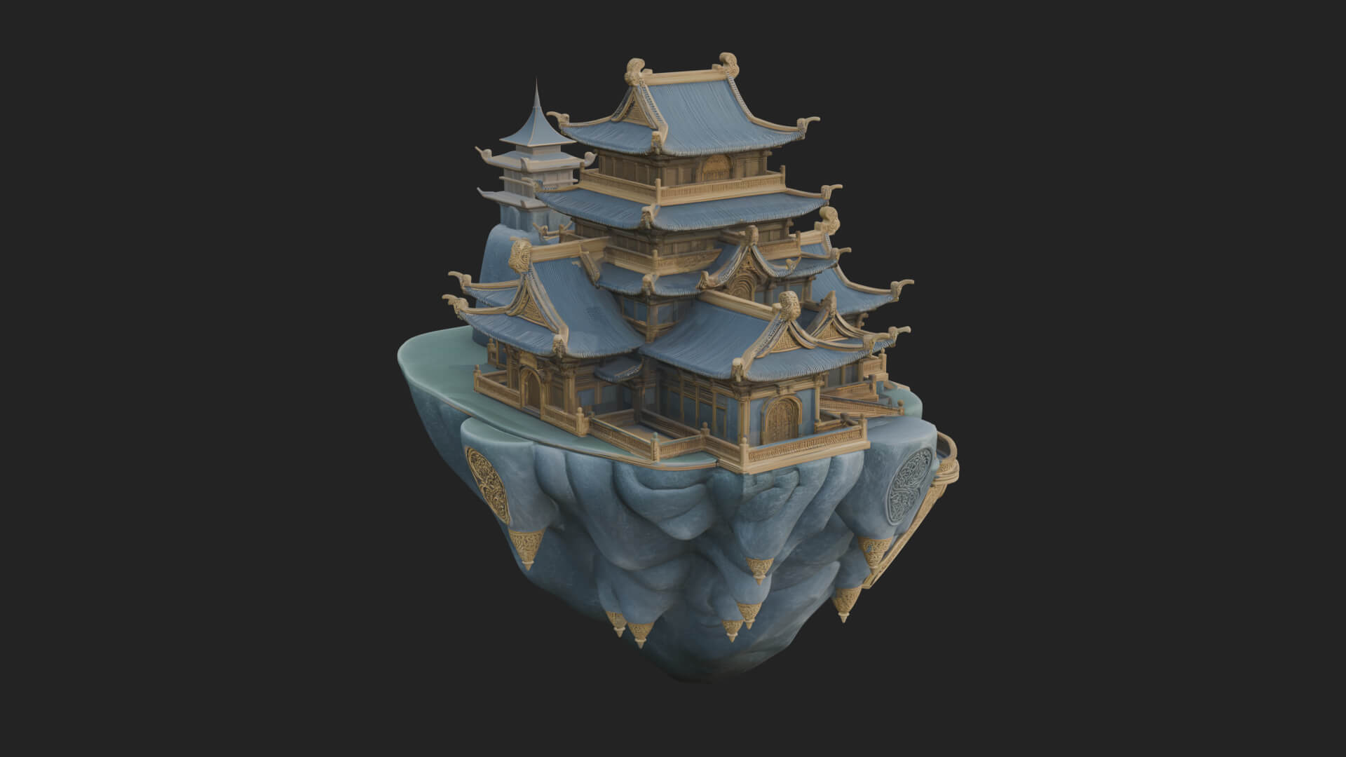 Floating Isle Pagoda Tower Design 3 3D Print Model 3D Model