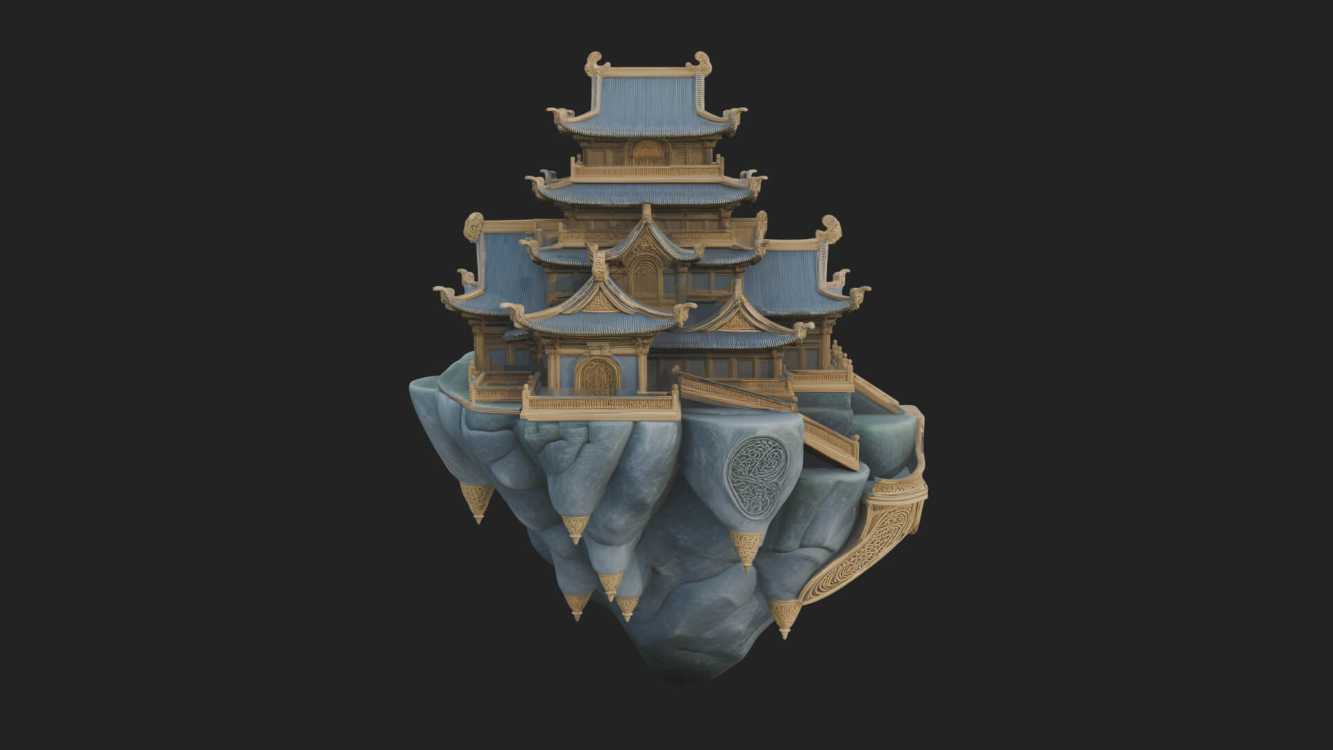 Floating Isle Pagoda Tower Design 3 3D Print Model 3D Model
