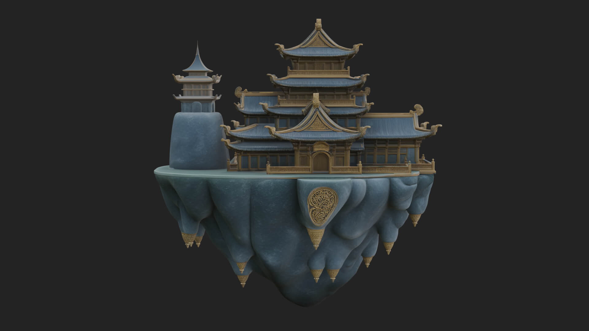 Floating Isle Pagoda Tower Design 3 3D Print Model 3D Model