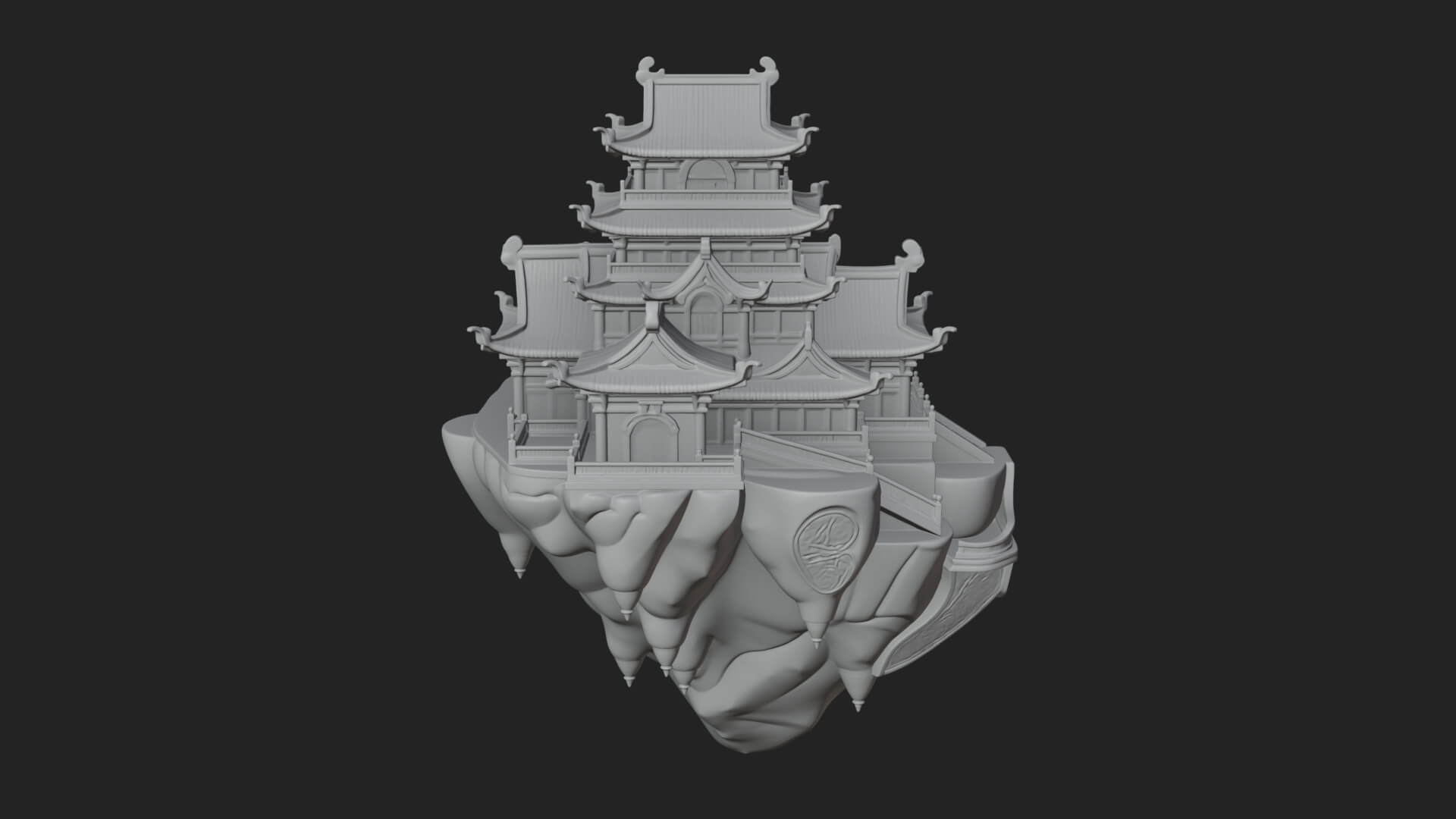 Floating Isle Pagoda Tower Design 3 3D Print Model 3D Model