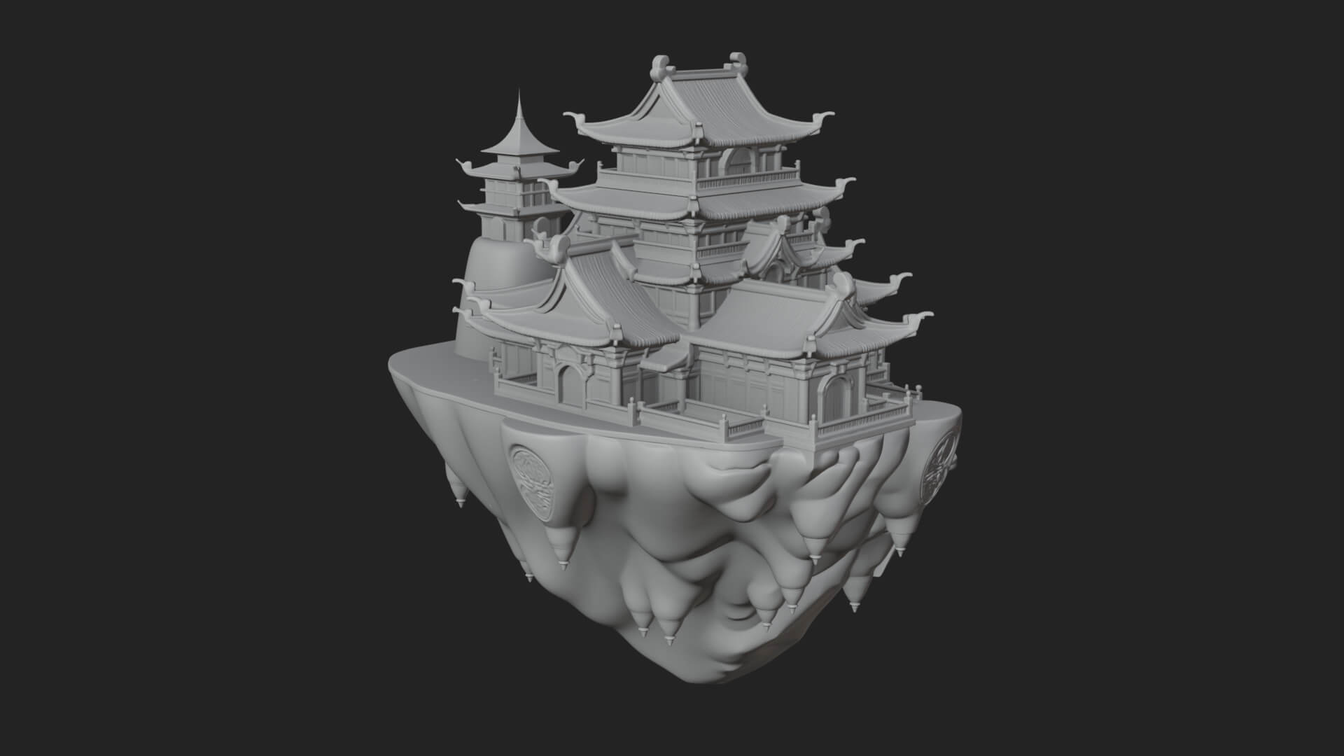 Floating Isle Pagoda Tower Design 3 3D Print Model 3D Model