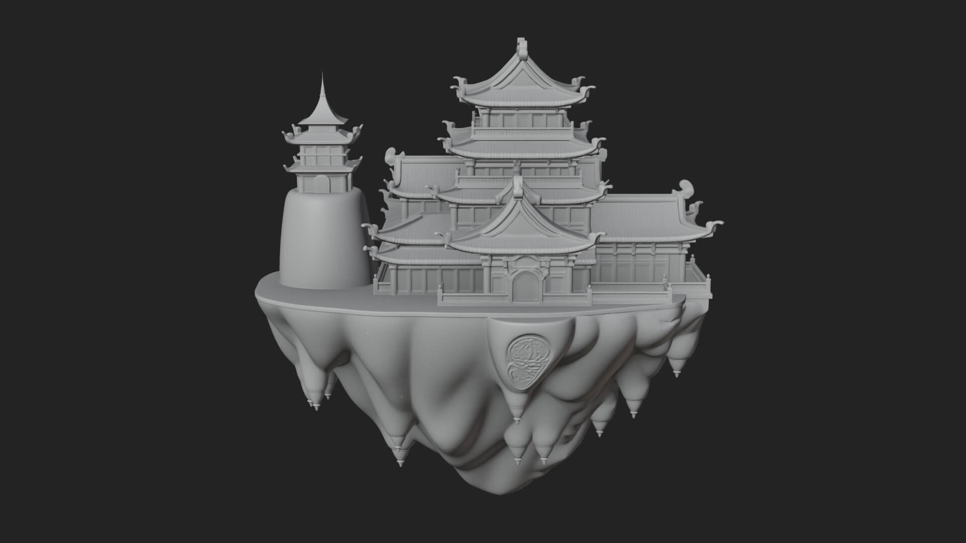 Floating Isle Pagoda Tower Design 3 3D Print Model 3D Model