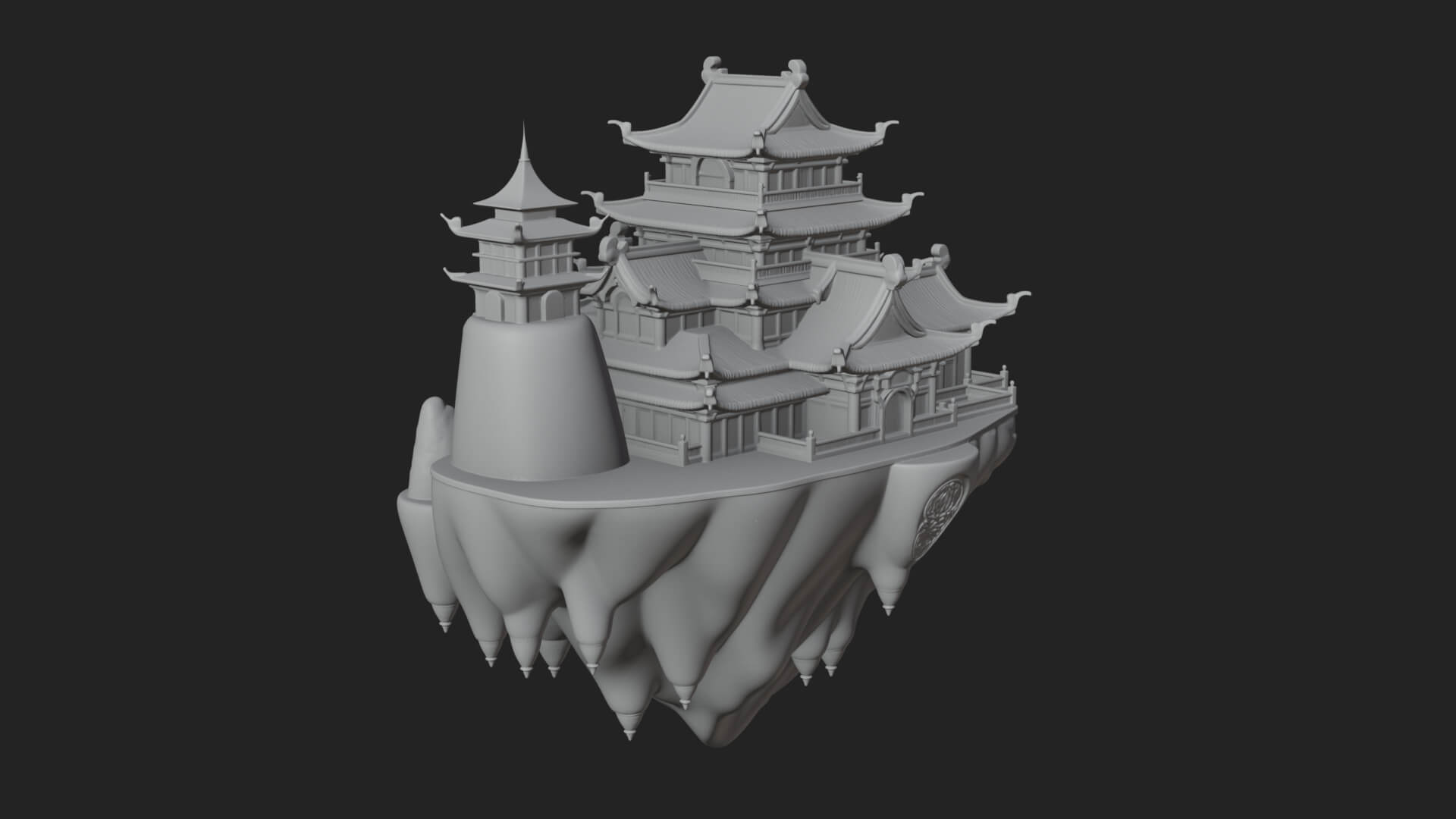 Floating Isle Pagoda Tower Design 3 3D Print Model 3D Model