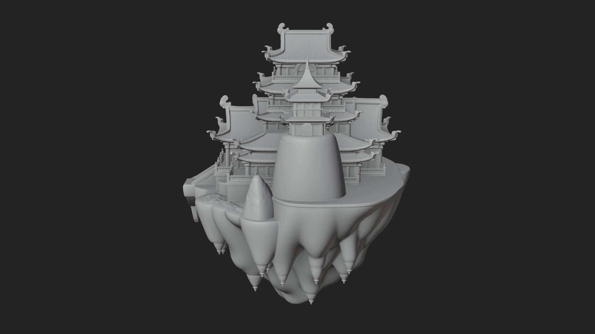 Floating Isle Pagoda Tower Design 3 3D Print Model 3D Model
