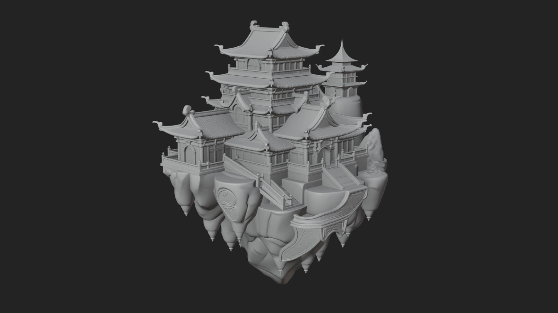 Floating Isle Pagoda Tower Design 3 3D Print Model 3D Model