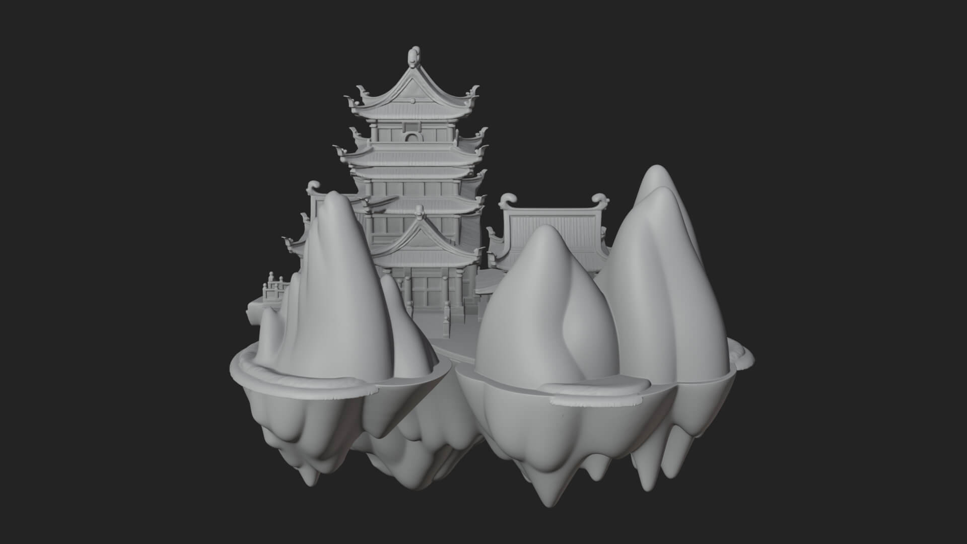 Floating Isle Pagoda Tower Design 4 3D Print Model 3D Model