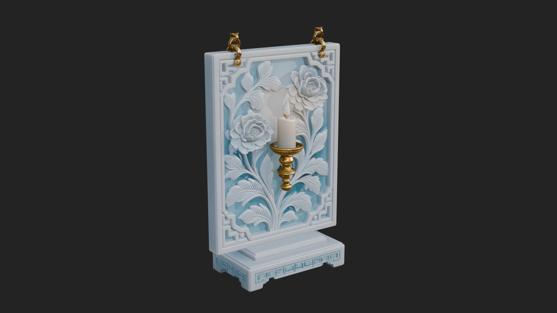 Floral Candle Wall Plaque Design 1 3D Print Model 3D Model
