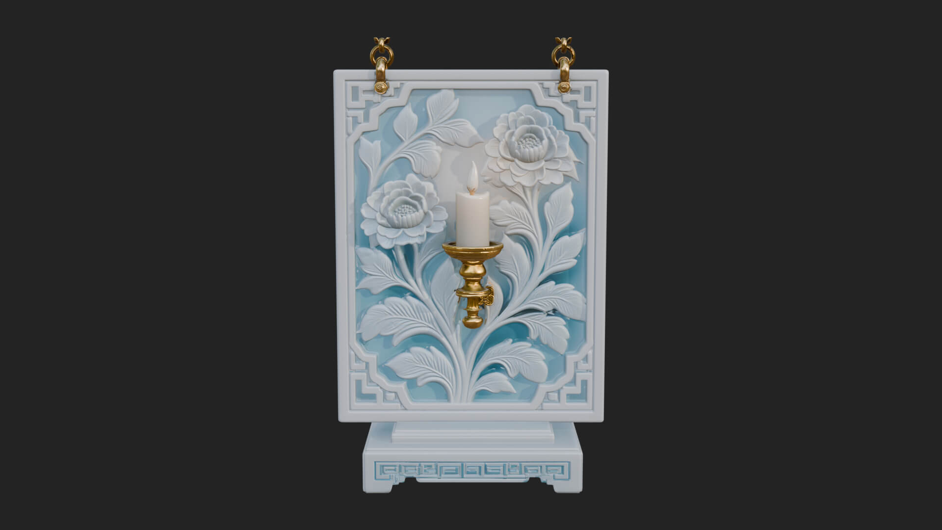 Floral Candle Wall Plaque Design 1 3D Print Model 3D Model