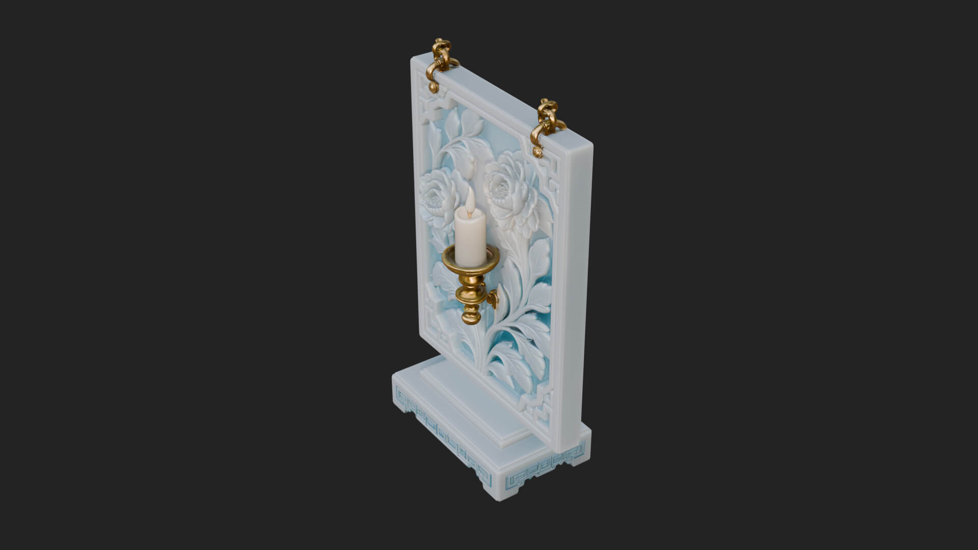 Floral Candle Wall Plaque Design 1 3D Print Model 3D Model