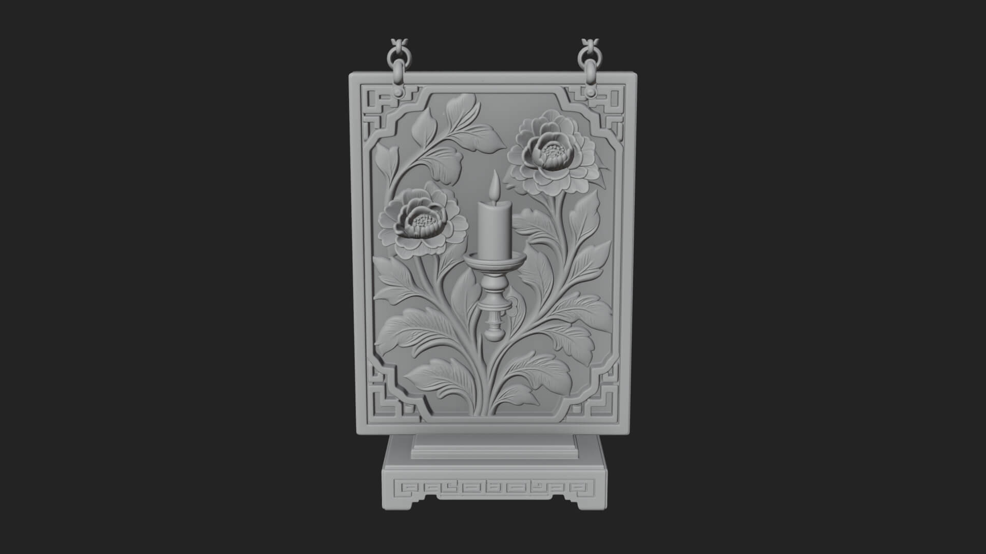 Floral Candle Wall Plaque Design 1 3D Print Model 3D Model