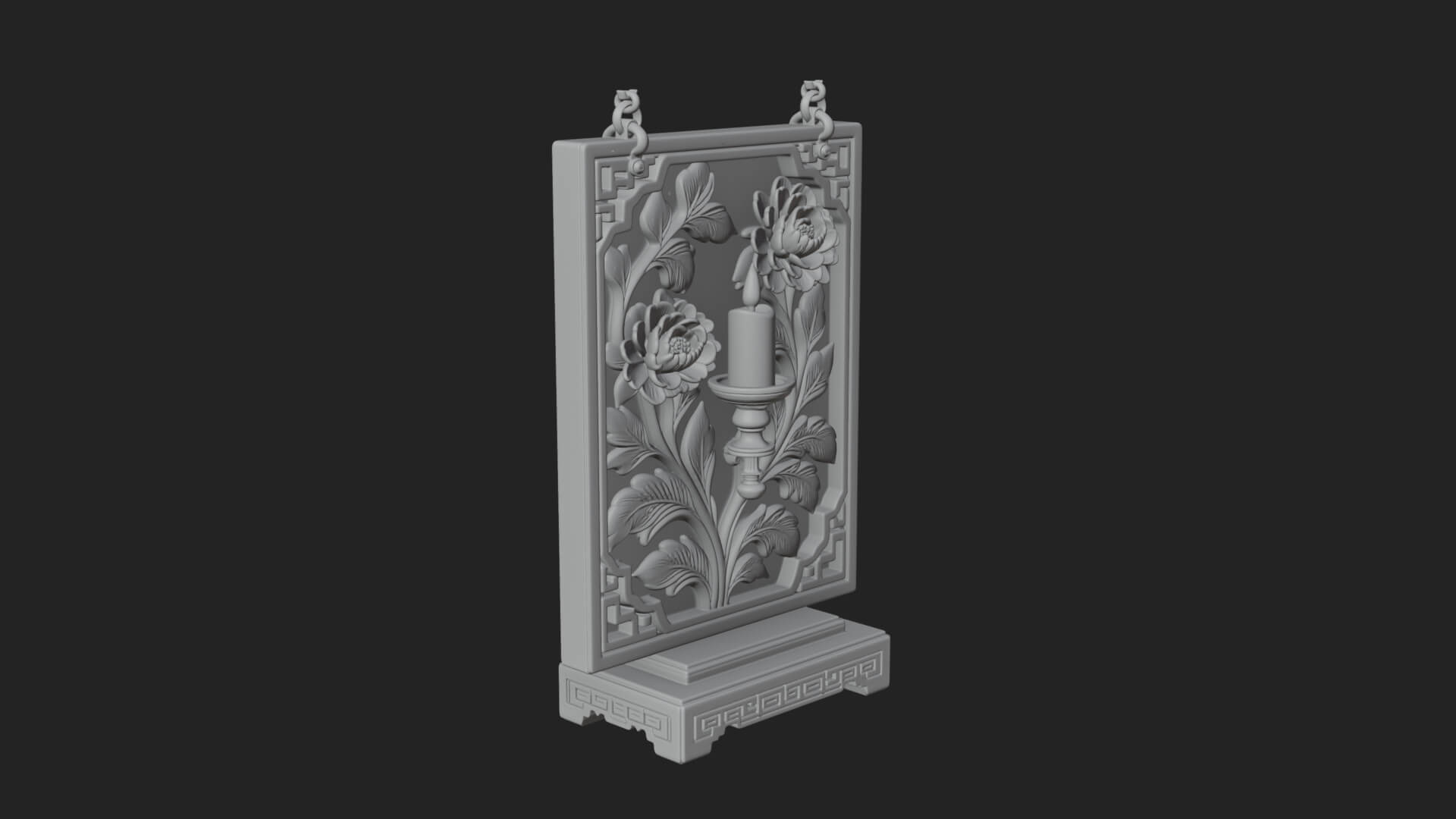 Floral Candle Wall Plaque Design 1 3D Print Model 3D Model