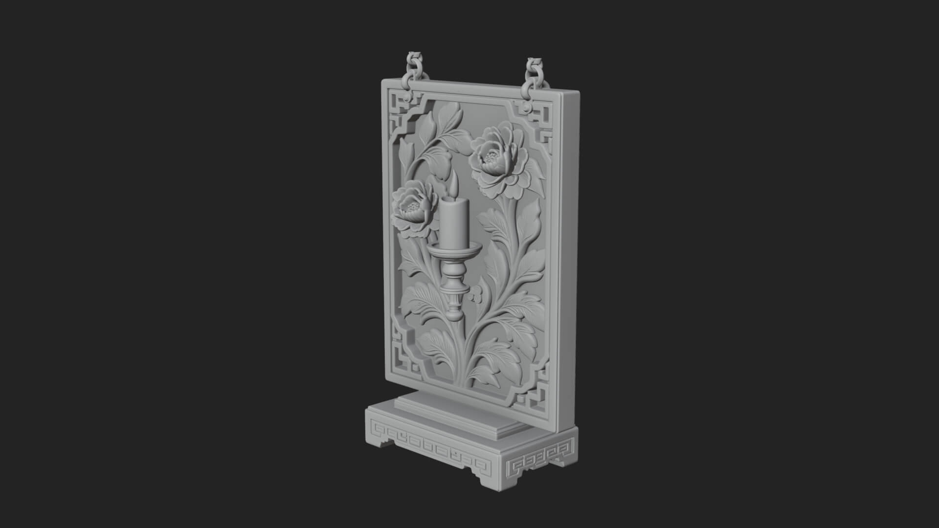 Floral Candle Wall Plaque Design 1 3D Print Model 3D Model