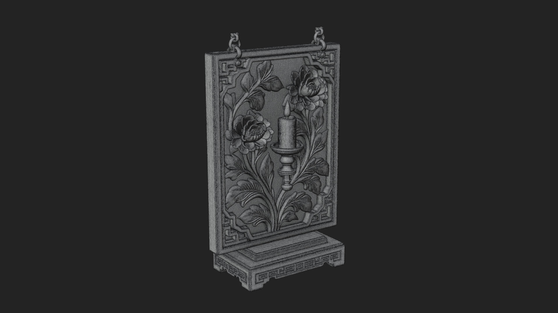 Floral Candle Wall Plaque Design 1 3D Print Model 3D Model