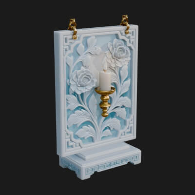 Floral Candle Wall Plaque Design 1 3D Print Model