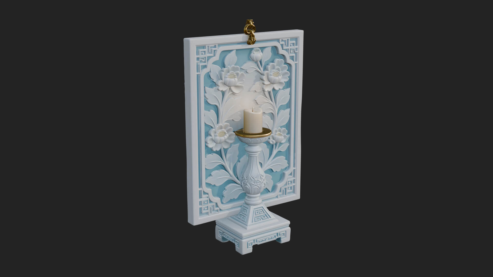 Floral Candle Wall Plaque Design 2 3D Print Model 3D Model