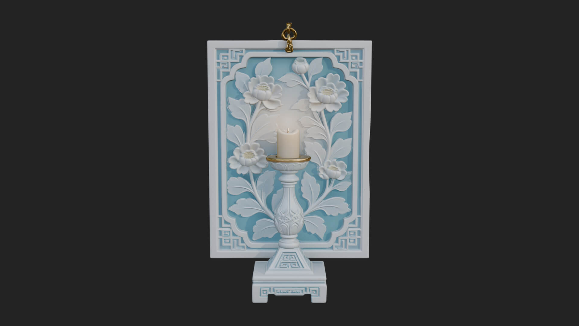 Floral Candle Wall Plaque Design 2 3D Print Model 3D Model