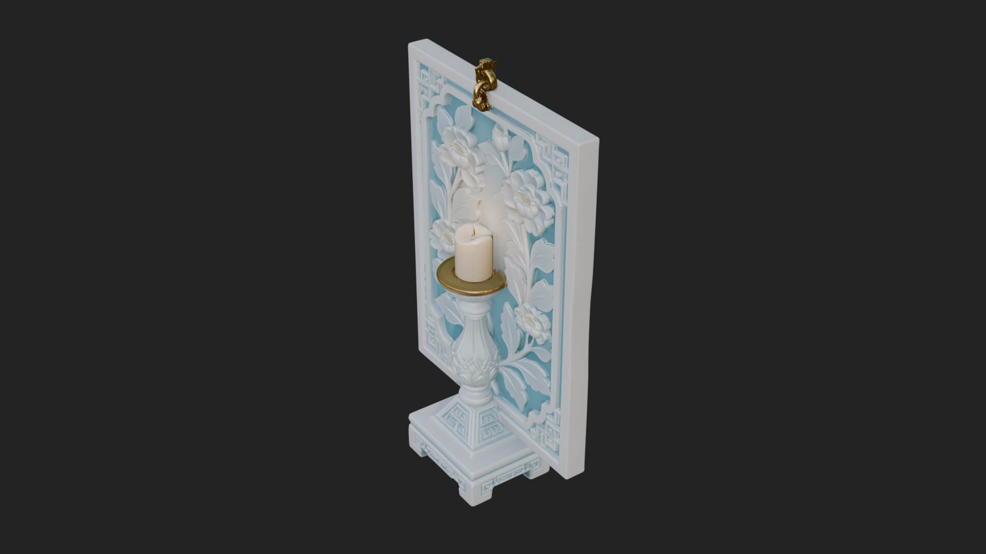 Floral Candle Wall Plaque Design 2 3D Print Model 3D Model