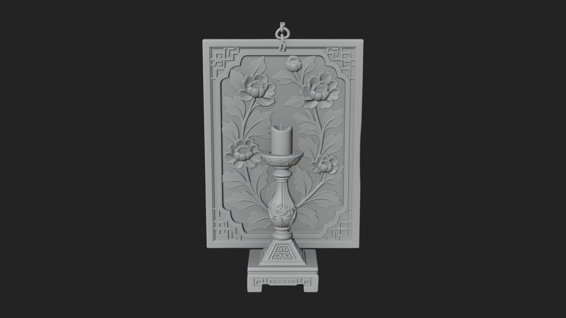 Floral Candle Wall Plaque Design 2 3D Print Model 3D Model