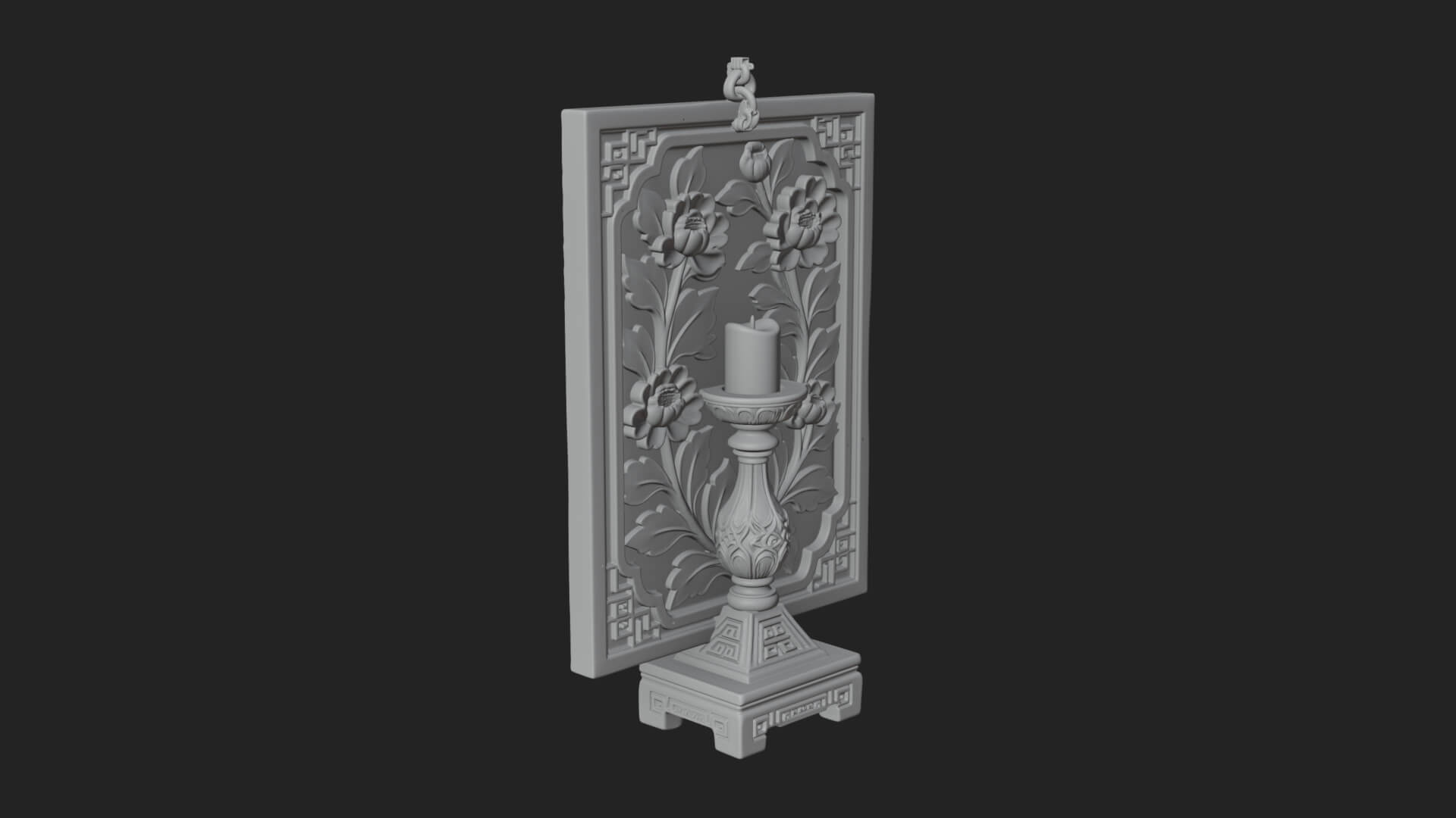 Floral Candle Wall Plaque Design 2 3D Print Model 3D Model