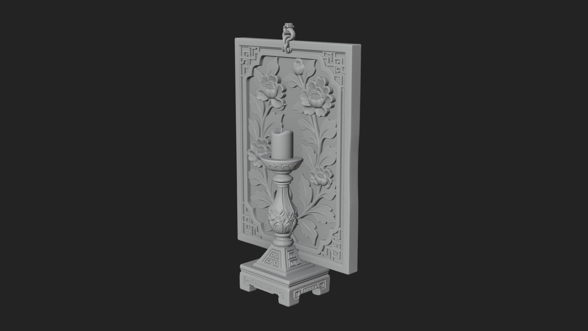 Floral Candle Wall Plaque Design 2 3D Print Model 3D Model