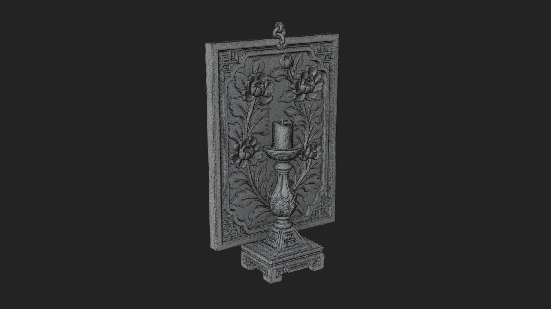 Floral Candle Wall Plaque Design 2 3D Print Model 3D Model