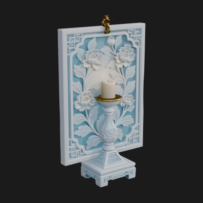 Floral Candle Wall Plaque Design 2 3D Print Model