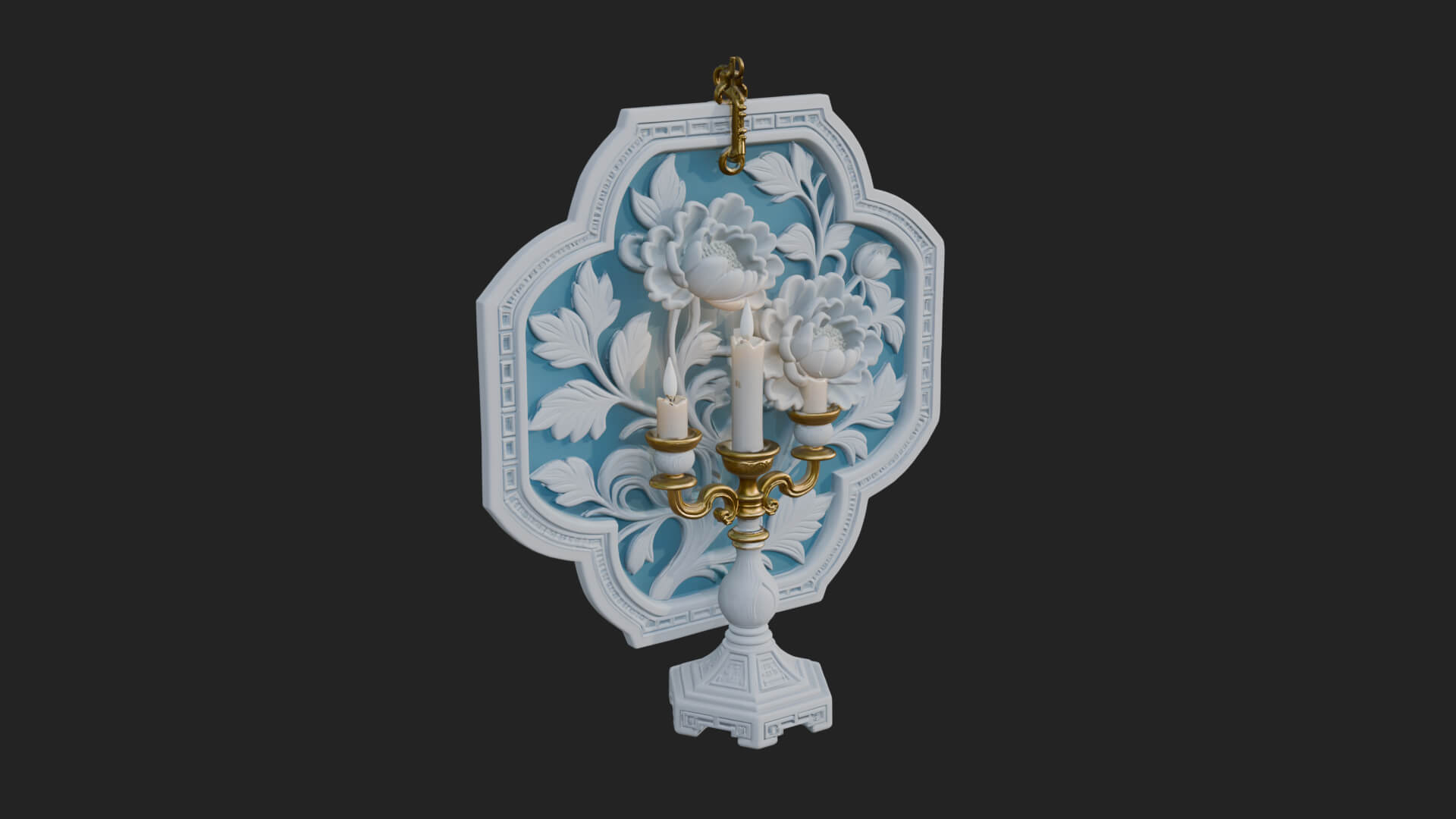 Floral Candle Wall Plaque Design 3 3D Print Model 3D Model