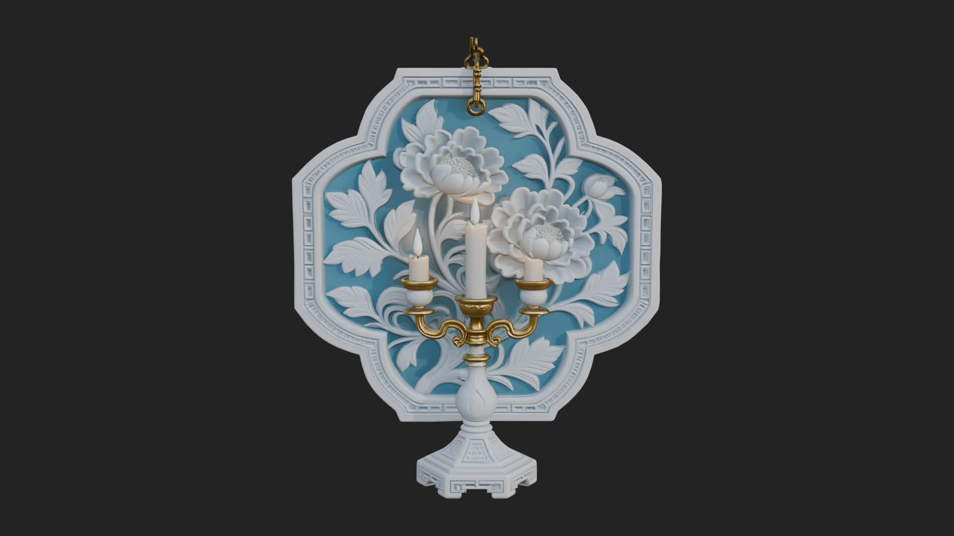 Floral Candle Wall Plaque Design 3 3D Print Model 3D Model