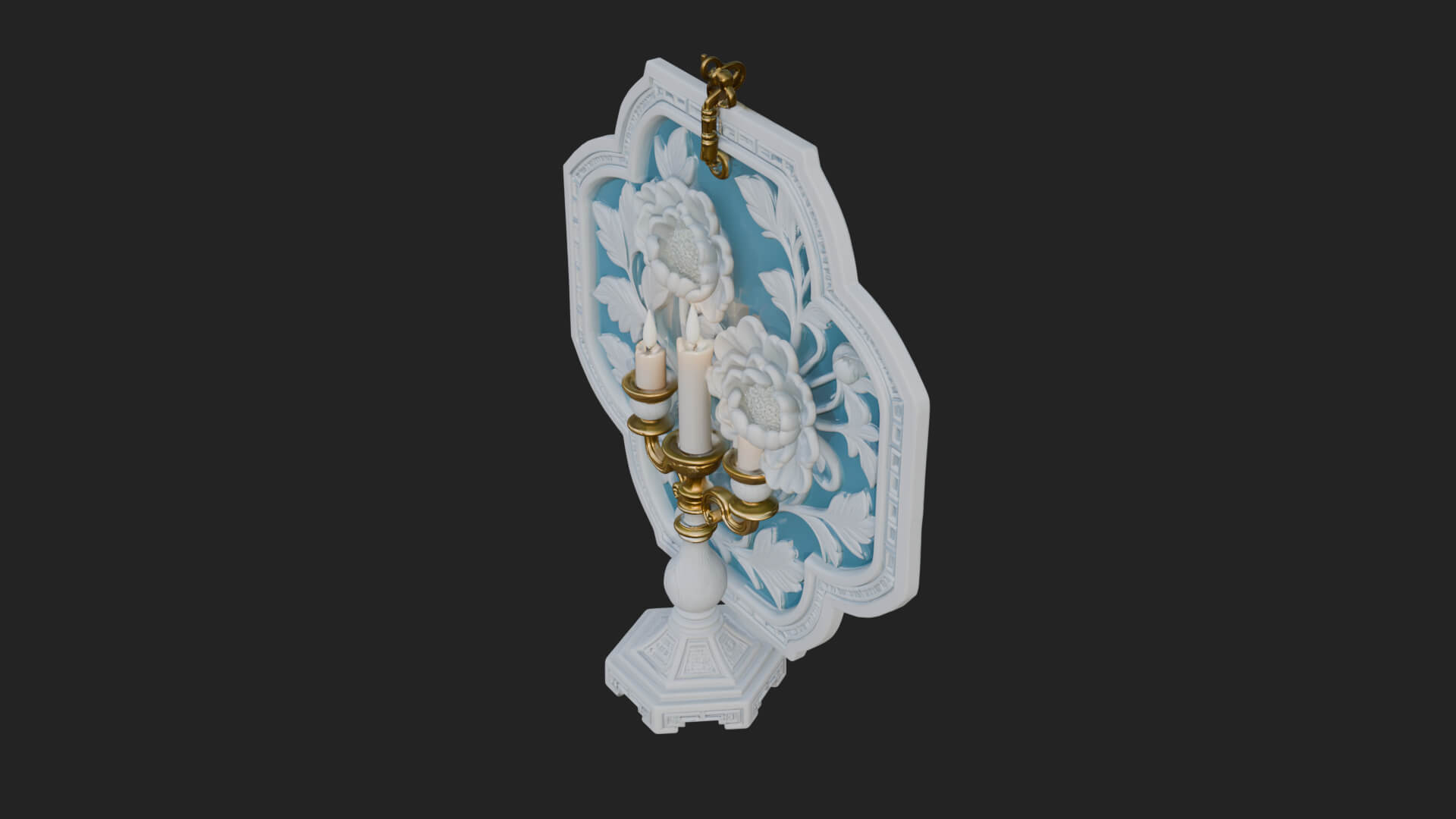 Floral Candle Wall Plaque Design 3 3D Print Model 3D Model