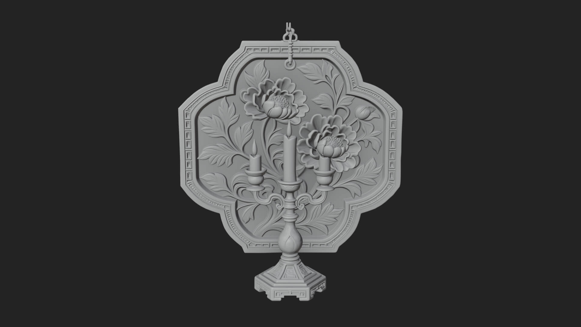 Floral Candle Wall Plaque Design 3 3D Print Model 3D Model