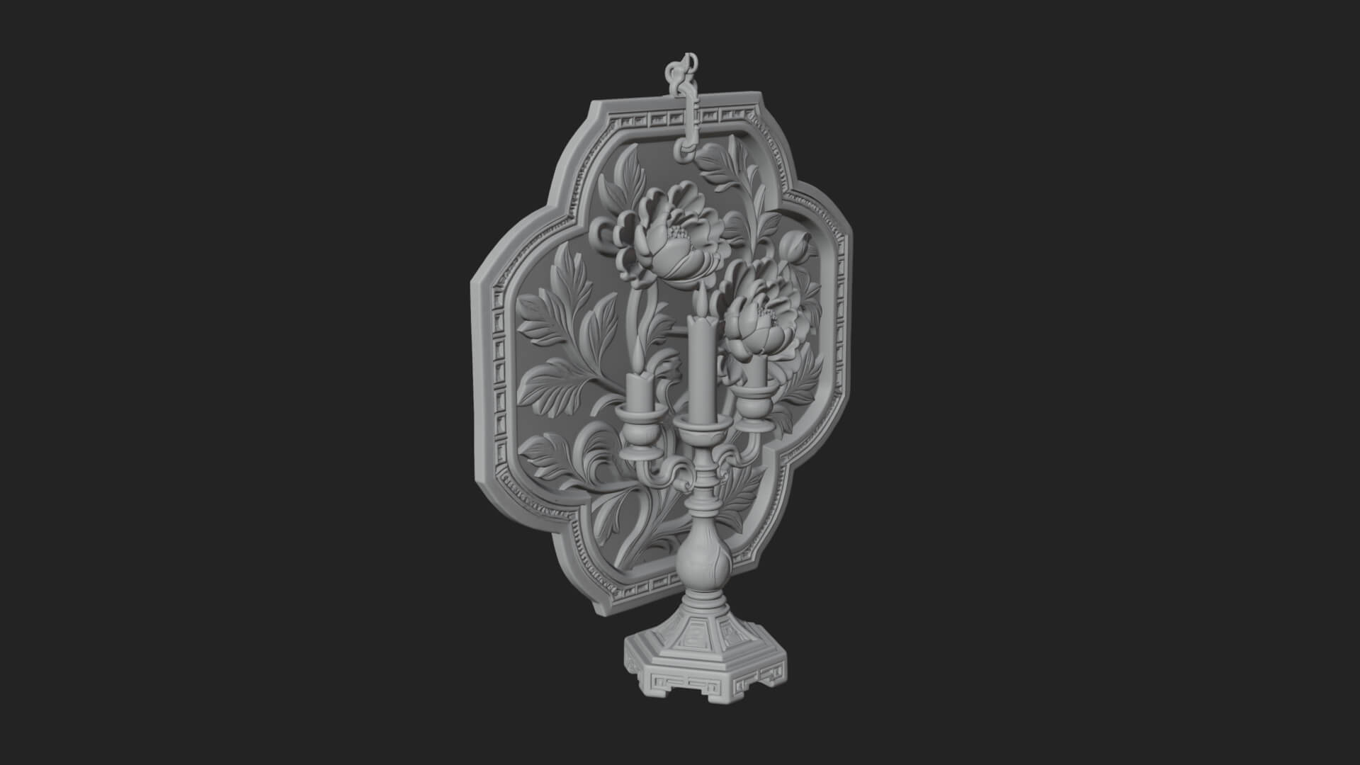 Floral Candle Wall Plaque Design 3 3D Print Model 3D Model