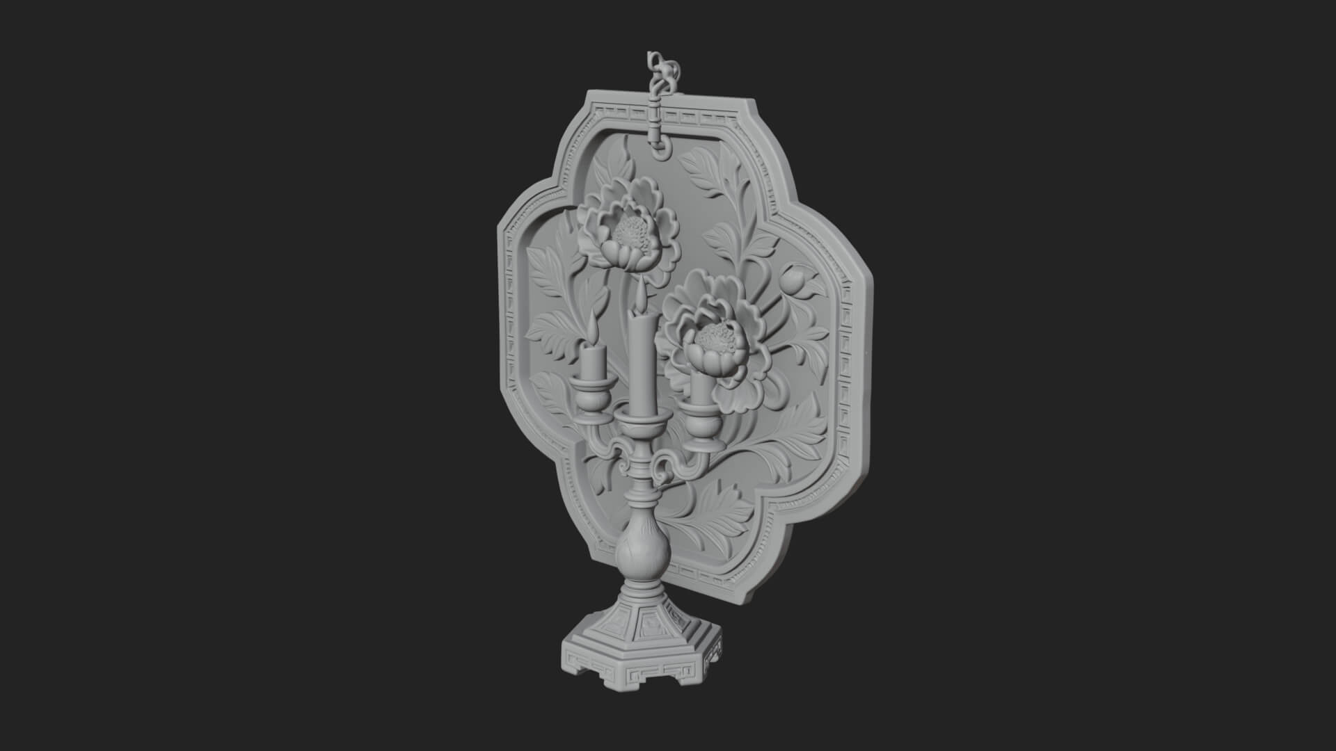 Floral Candle Wall Plaque Design 3 3D Print Model 3D Model