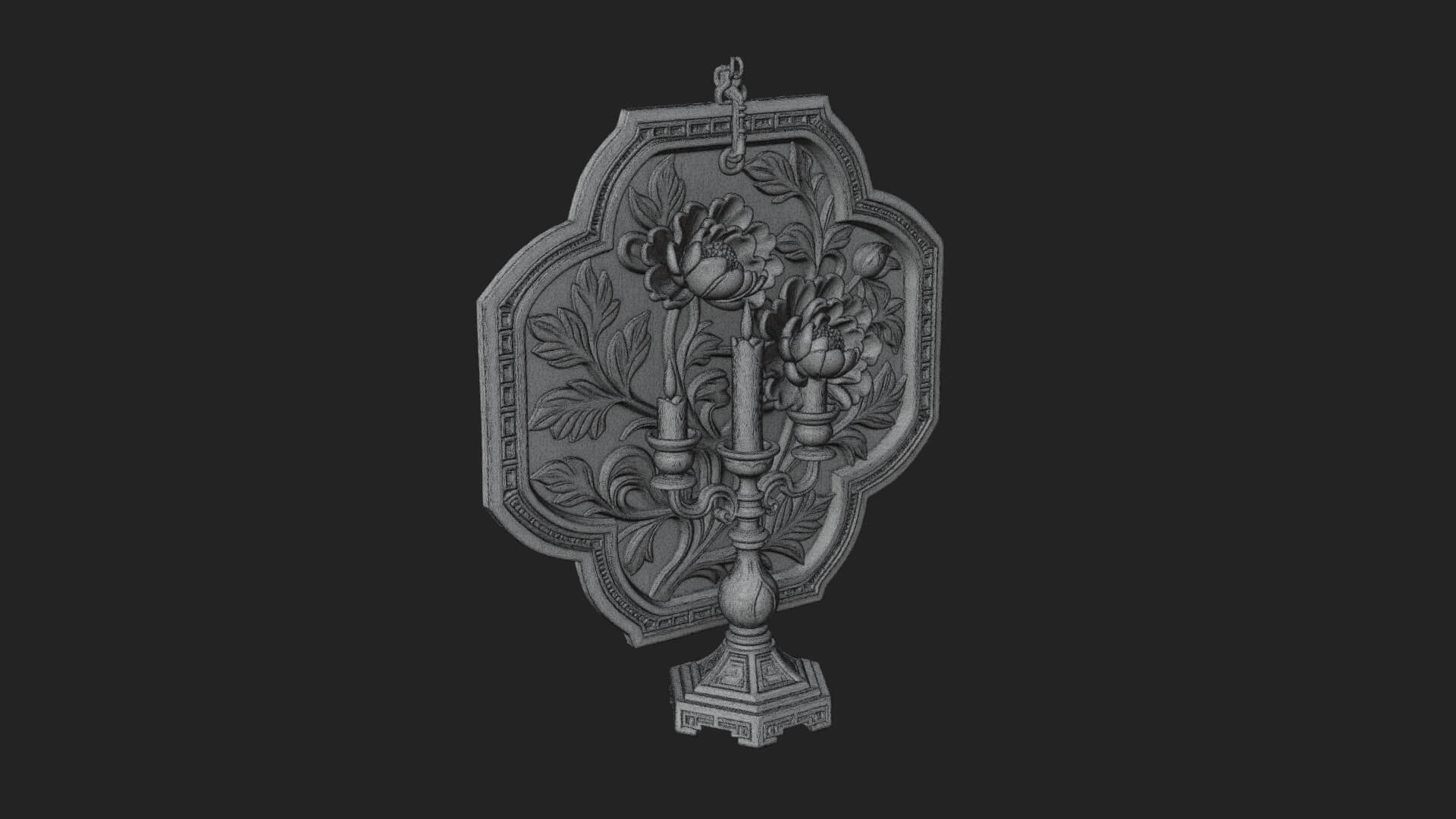 Floral Candle Wall Plaque Design 3 3D Print Model 3D Model