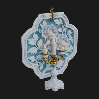 Floral Candle Wall Plaque Design 3 3D Print Model