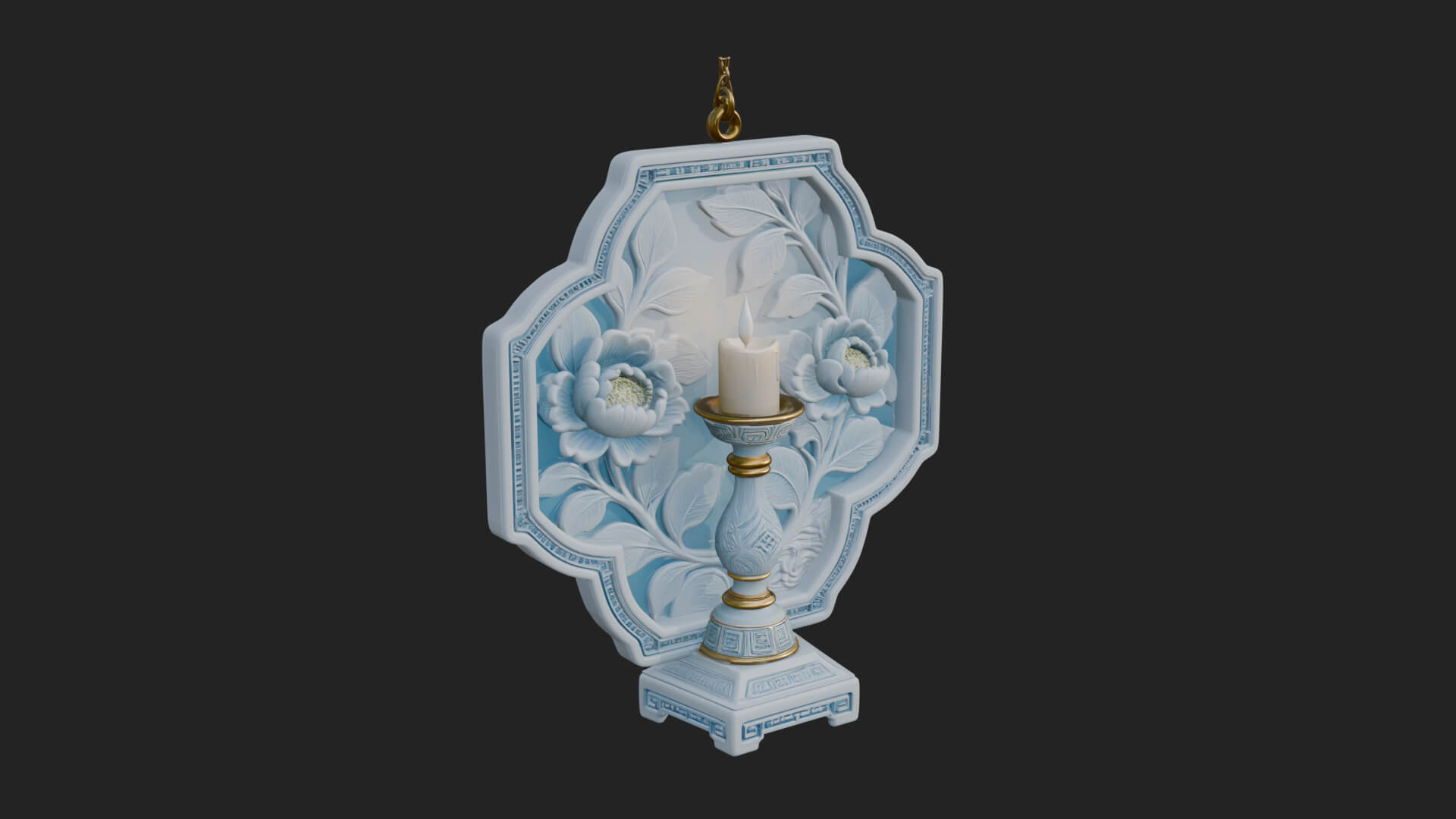 Floral Candle Wall Plaque Design 4 3D Print Model 3D Model