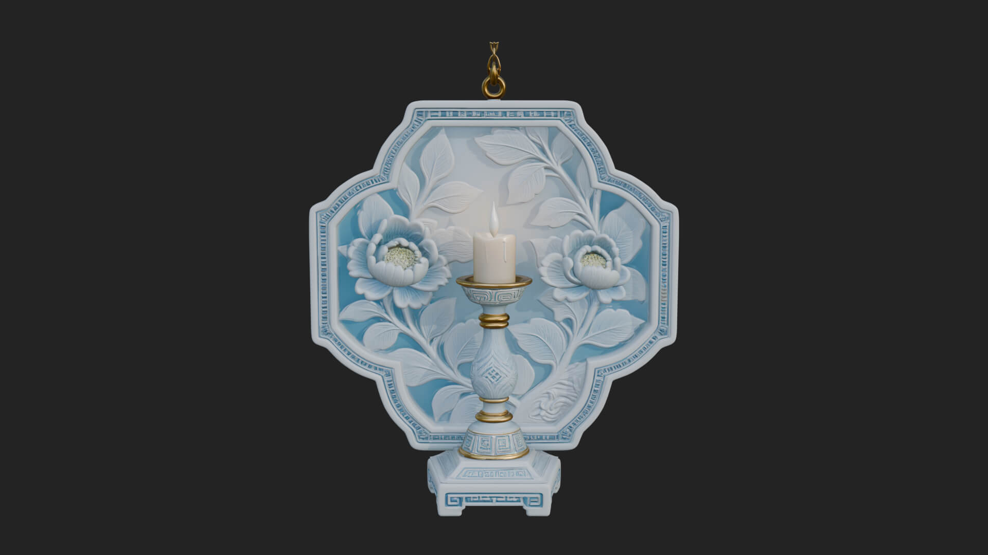 Floral Candle Wall Plaque Design 4 3D Print Model 3D Model
