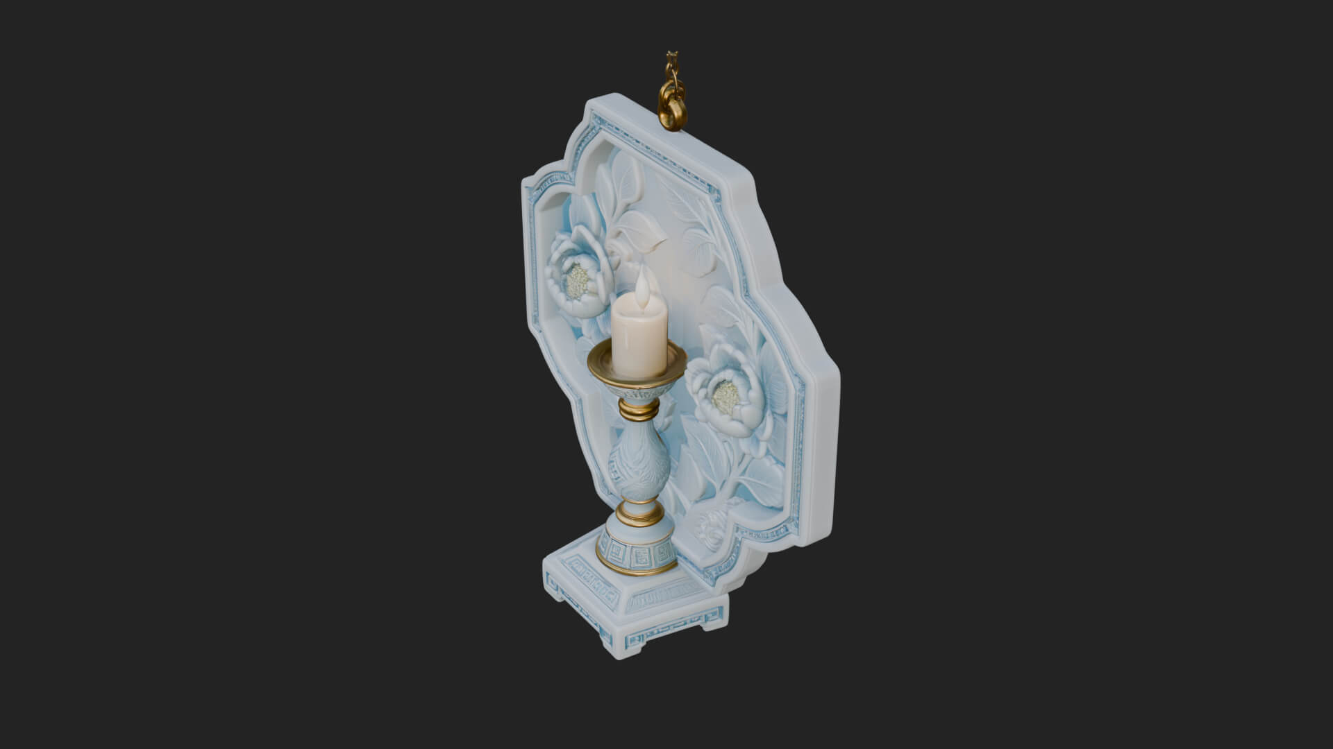 Floral Candle Wall Plaque Design 4 3D Print Model 3D Model