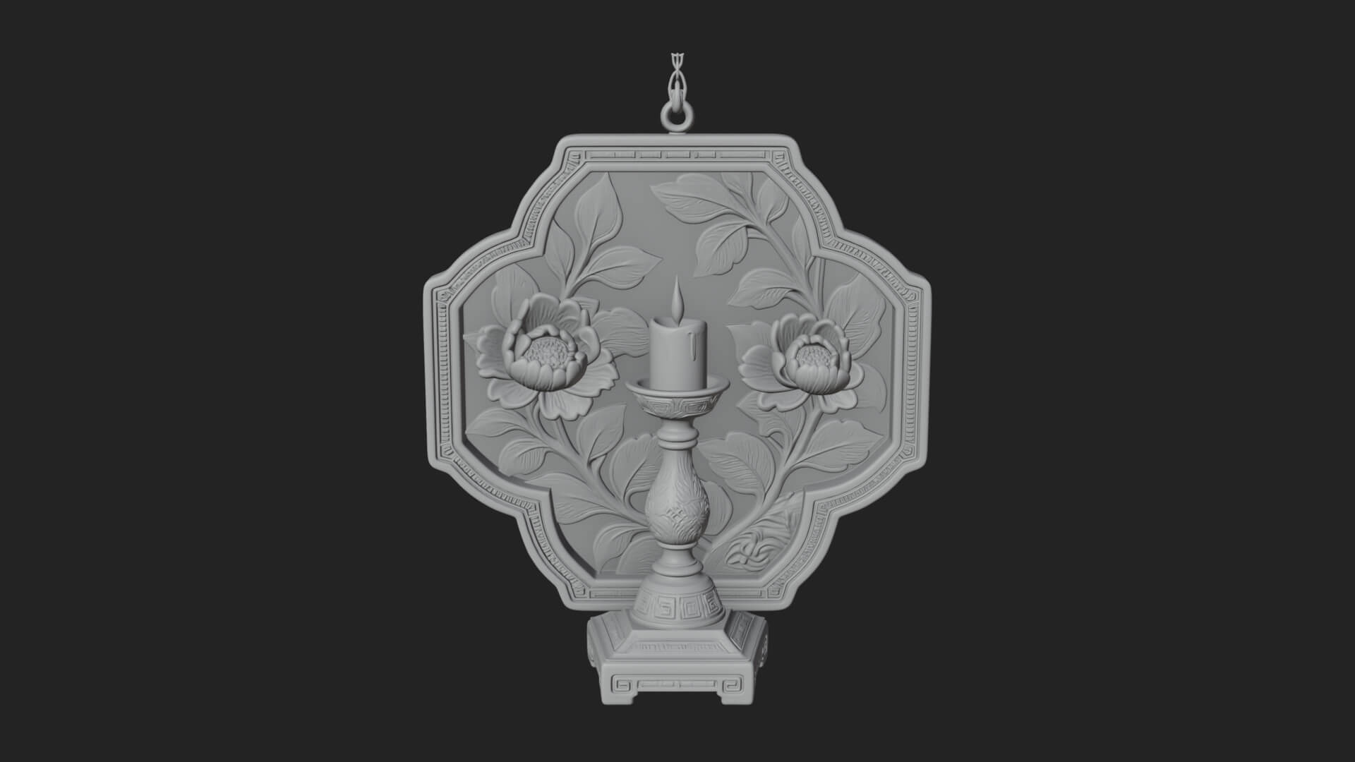 Floral Candle Wall Plaque Design 4 3D Print Model 3D Model